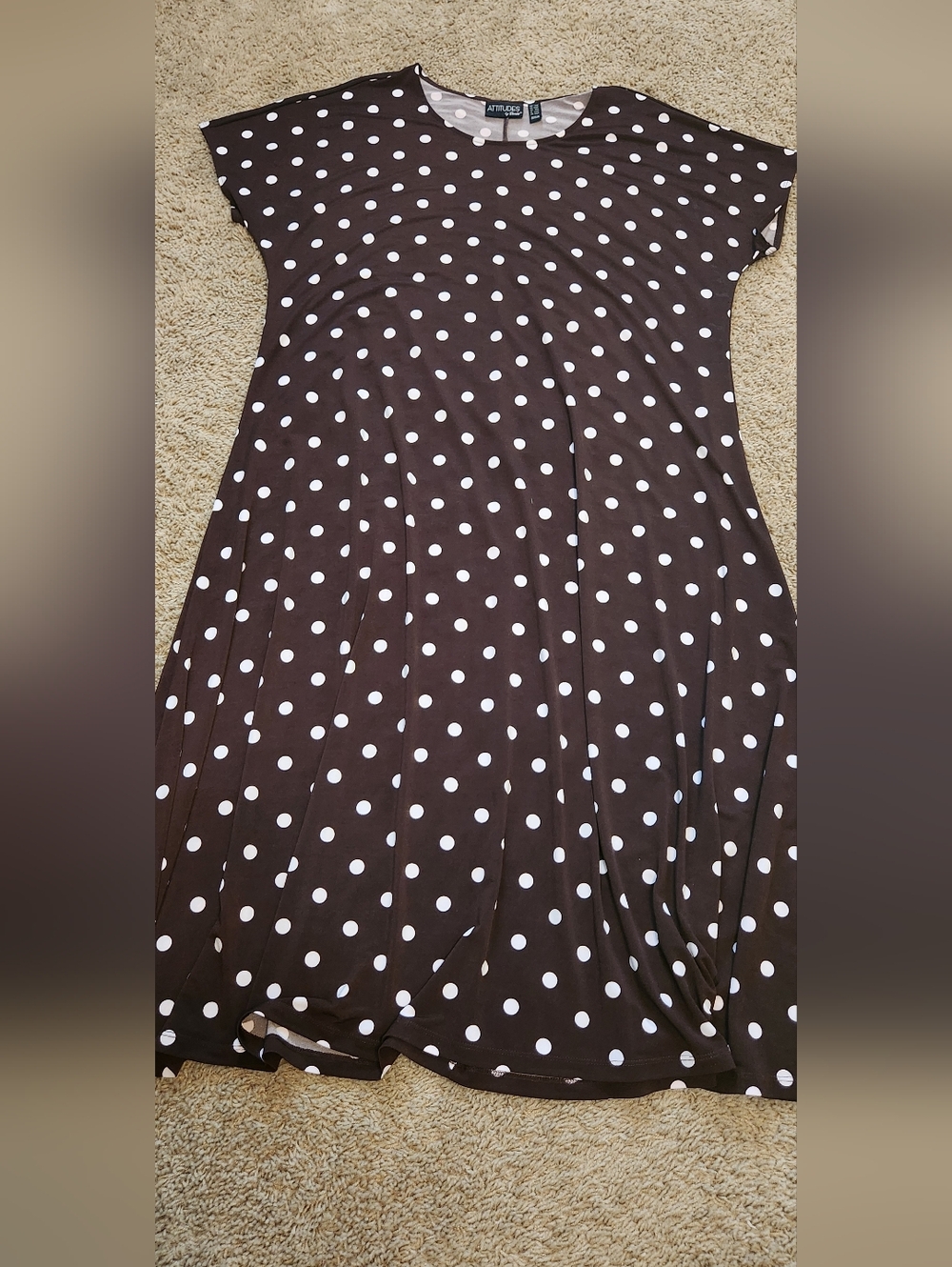 Brown Midi Dress with Taupe Polka Dots